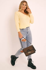 Lemon Plunge Neck Knit Jumper - Halie