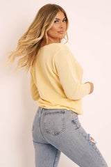 Lemon Plunge Neck Knit Jumper - Halie