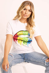 White Graphic Print T-shirt - Carolann