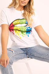 White Graphic Print T-shirt - Carolann