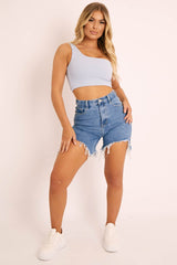 Blue One Shouldered Crop Top - Kamri