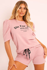 Pink Die For Dior T-shirt and Shorts Loungewear Co-ord - Kaelie