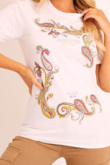 White Paisley Graphic T-shirt - Davida