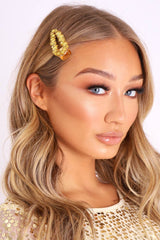 Yellow Gem Stone Hair Clip - Adylee