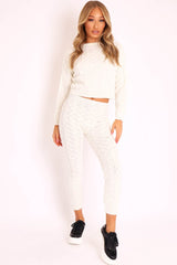 Cream Cable Knit Sweater and Leggings Loungewear Co-ord - Ionia