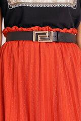 Black Faux Leather Aztec Buckle Belt - Lorina