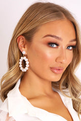 Pearl Hammered Drop Down Earrings - Macii