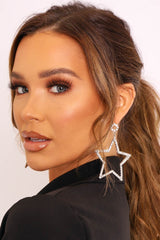 Silver Diamante Star Earrings - Maebell
