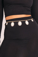 Gold Vintage Pearl Chain Belt - Saskia