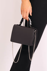 Black Pearl Top Handle Chain Bag - Gabriana