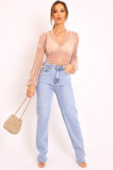 Rose Gold Metallic Mesh Crop Top - Katy