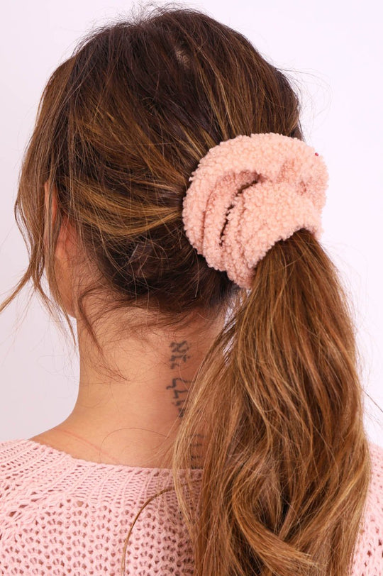 Pink Teddy Hair Scrunchie - Bassy
