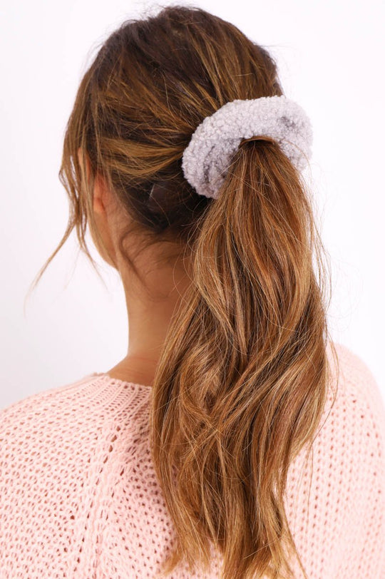 Grey Teddy Hair Scrunchie - Bassy