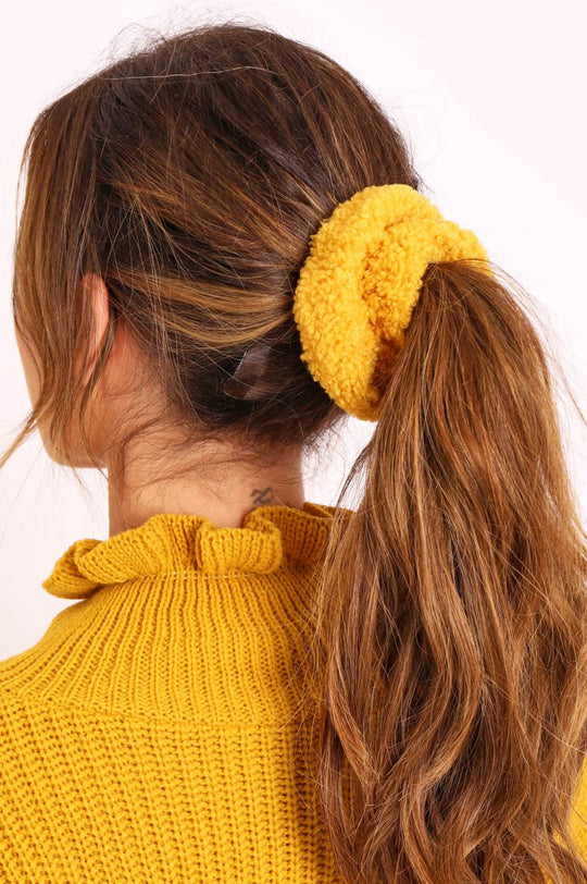 Mustard Teddy Hair Scrunchie - Bassy