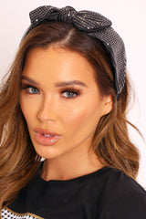 Black Sequin Bow Detail Headband - Aleecia