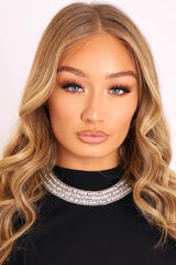 Silver Diamante Beaded Necklace - Deaira