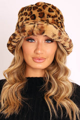 Leopard Faux Fur Bucket Hat - Hally