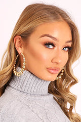 Gold Beaded Oversized Hoop Earrings - Vernia