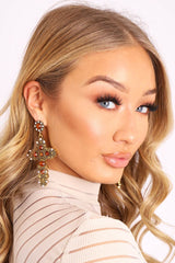 Gold Ornate Embellished Cross Earrings - Sayuri