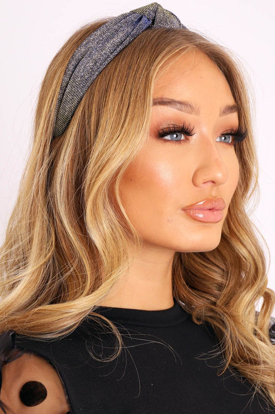 Blue Gold Metallic Thread Hairband - Emmajo