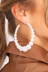 Pearl Oversized Hoop Earrings - Naudia