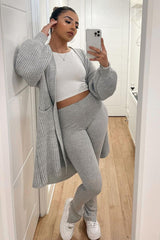 Grey Longline Knit Cardigan - Abbie