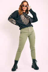 Khaki Denim Cargo Jeans - Destany