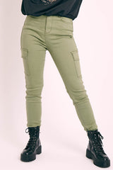 Khaki Denim Cargo Jeans - Destany