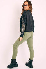 Khaki Denim Cargo Jeans - Destany