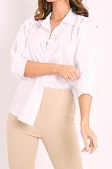 White 3/4 Sleeve Button Shirt - Gelila