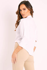 White 3/4 Sleeve Button Shirt - Gelila