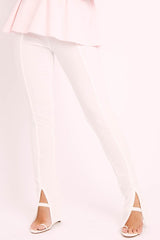 White Split Front Flared Trousers - Florie