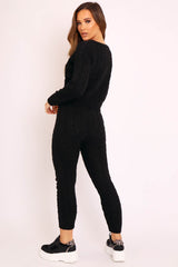 Black Cable Knit Sweater and Leggings Loungewear Co-ord - Ionia