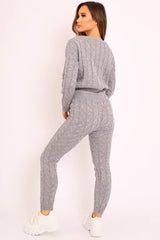 Grey Cable Knit Sweater and Leggings Loungewear Co-ord - Ionia