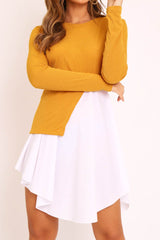 Mustard Ribbed Jumper Shirt Dress - Vita