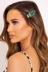 Emerald Green Gem Stone Hair Clip - Adylee