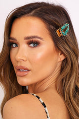 Emerald Green Gem Stone Hair Clip - Adylee