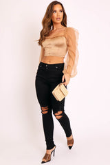 Black Denim Distressed Skinny Jeans - Quin