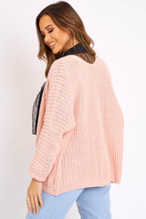 Pink Oversized Chunky Knit Cardigan - Courtney