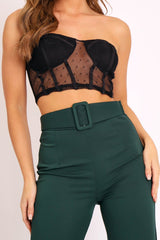 Black Mesh Polka Strapless Bralet - Bailie