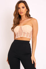 Nude Mesh Polka Strapless Bralet - Bailie