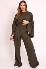 Khaki Chunky Knit Loungewear Set - Harper