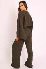 Khaki Chunky Knit Loungewear Set - Harper
