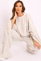 Beige Chunky Knit Loungewear Set - Harper