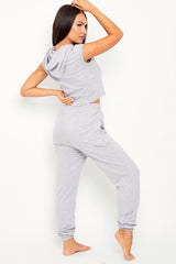Grey Cropped Hoodie Joggers Loungewear Co-ord - Kylie
