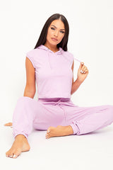 Lilac Cropped Hoodie Joggers Loungewear Co-ord - Kylie
