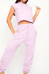 Lilac Cropped Hoodie Joggers Loungewear Co-ord - Kylie