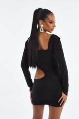 Black Cutout Diamante Detail Mini Dress - Zoya