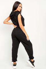 Black Cropped Hoodie Joggers Loungewear Co-ord - Kylie