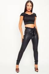 Black Corset Overlay Sleeve Crop Top - Cariah